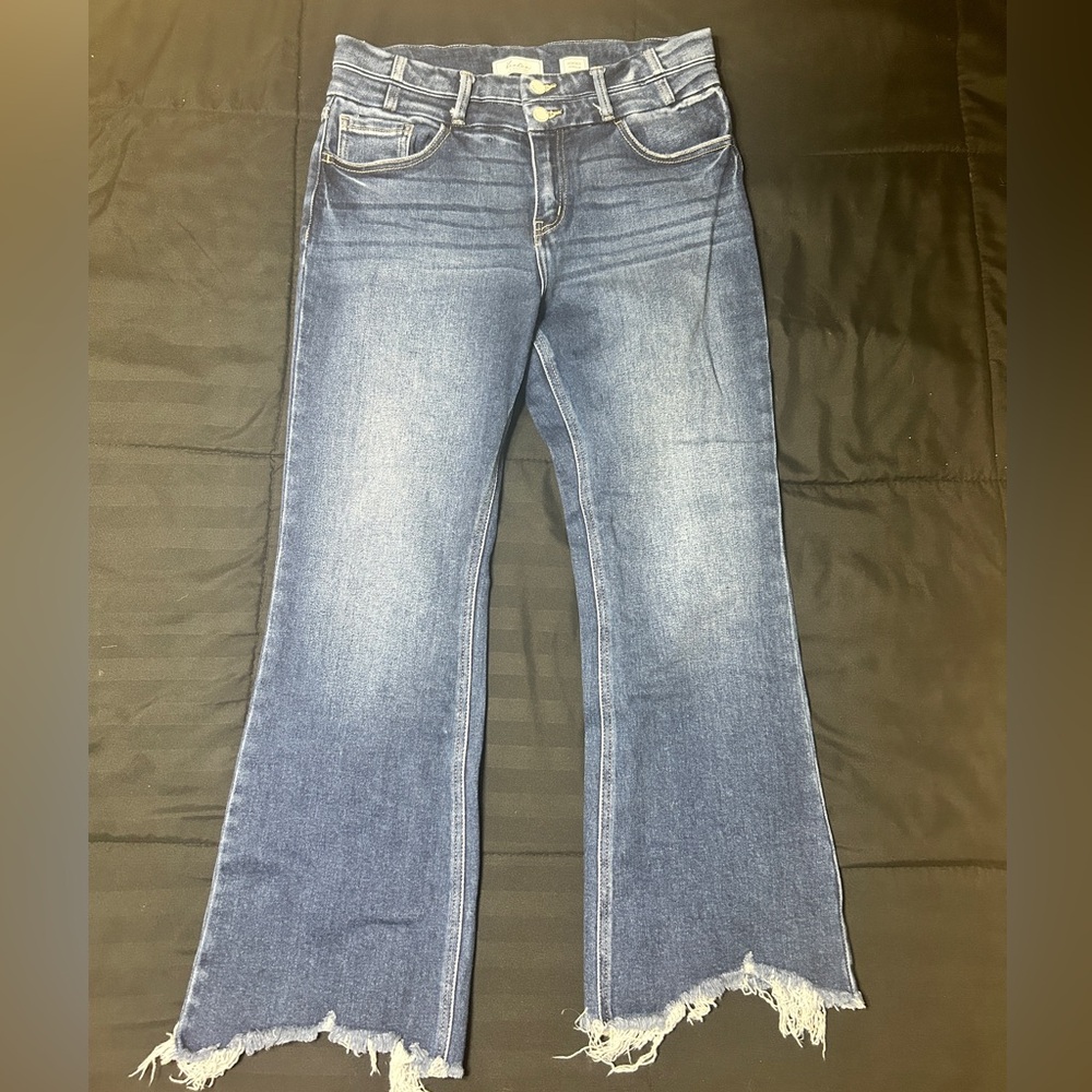 Kancan High Rise Cropped Flare Stretch Jean